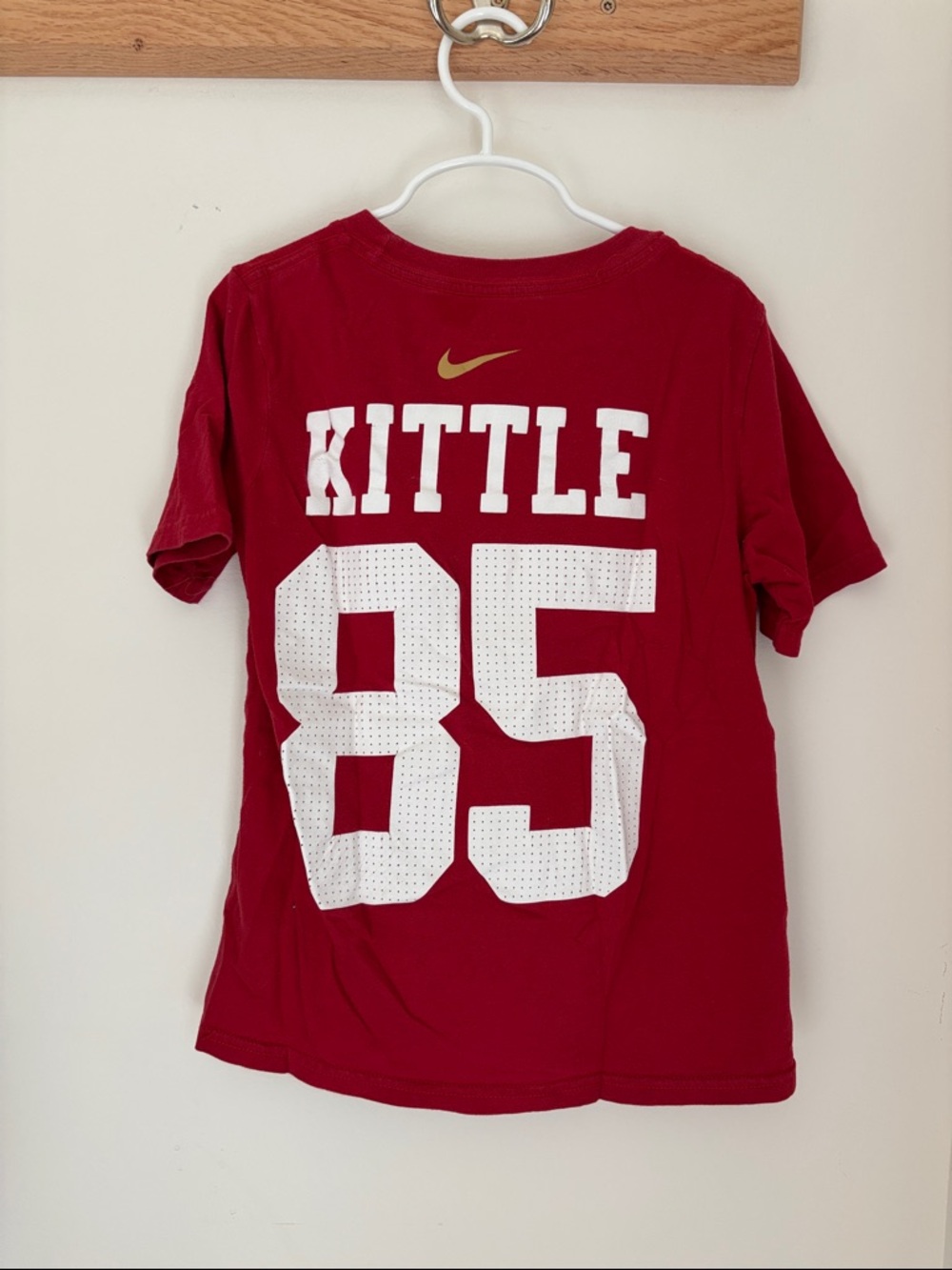 Nike Red Kittle #85 Short Sleeve Tee with Gold Swoosh Size: Small